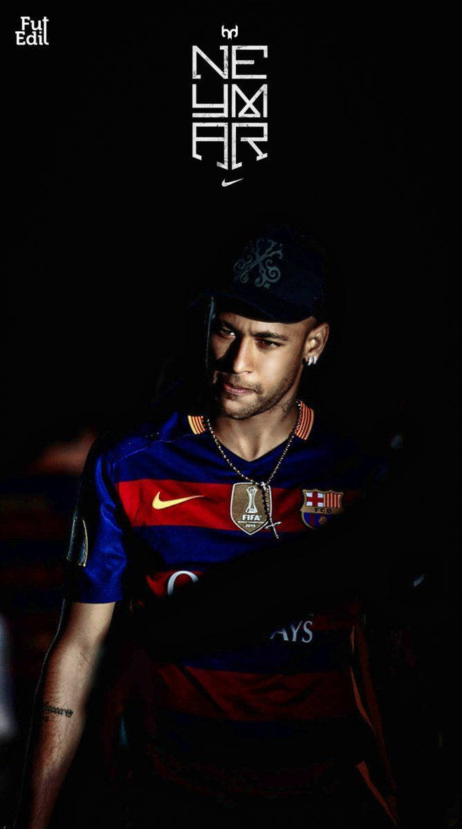 Neymar îmbrăcând echipament Nike într-o artă vibrantă a fanilor Fundal