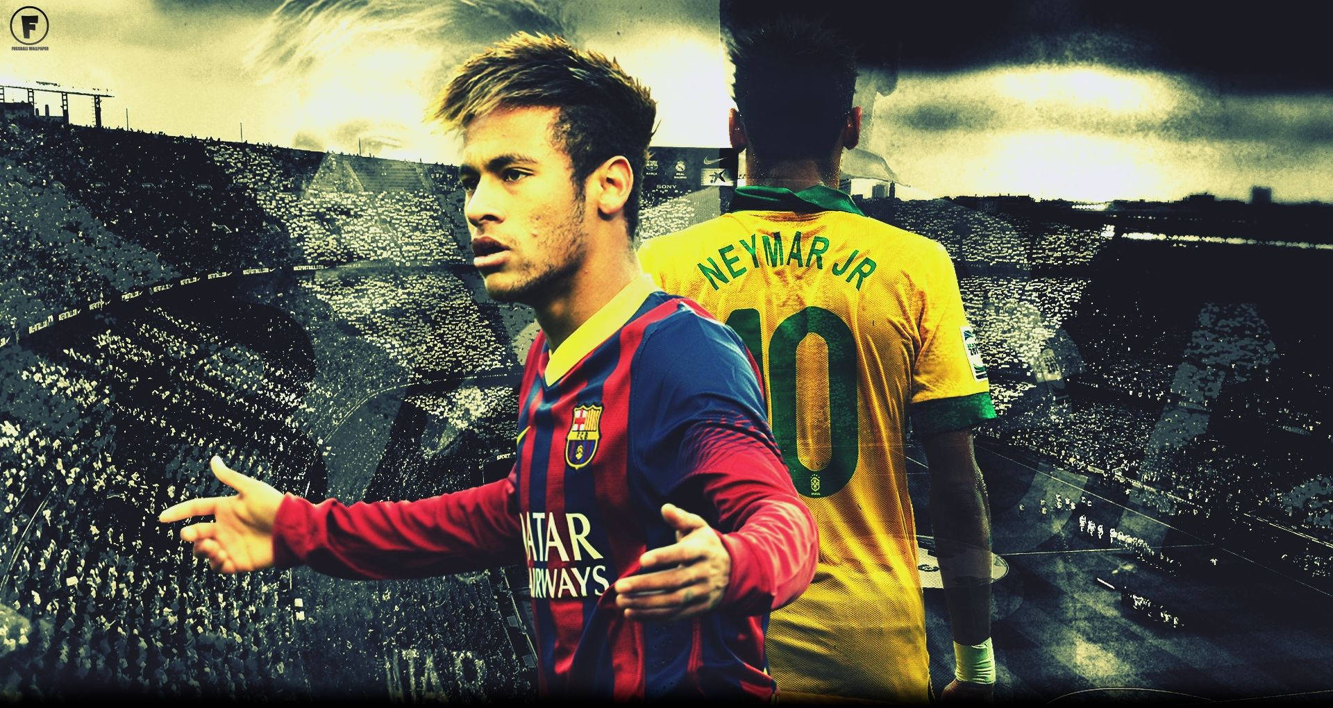 Neymar în Tricoul Barca și CBF Fundal