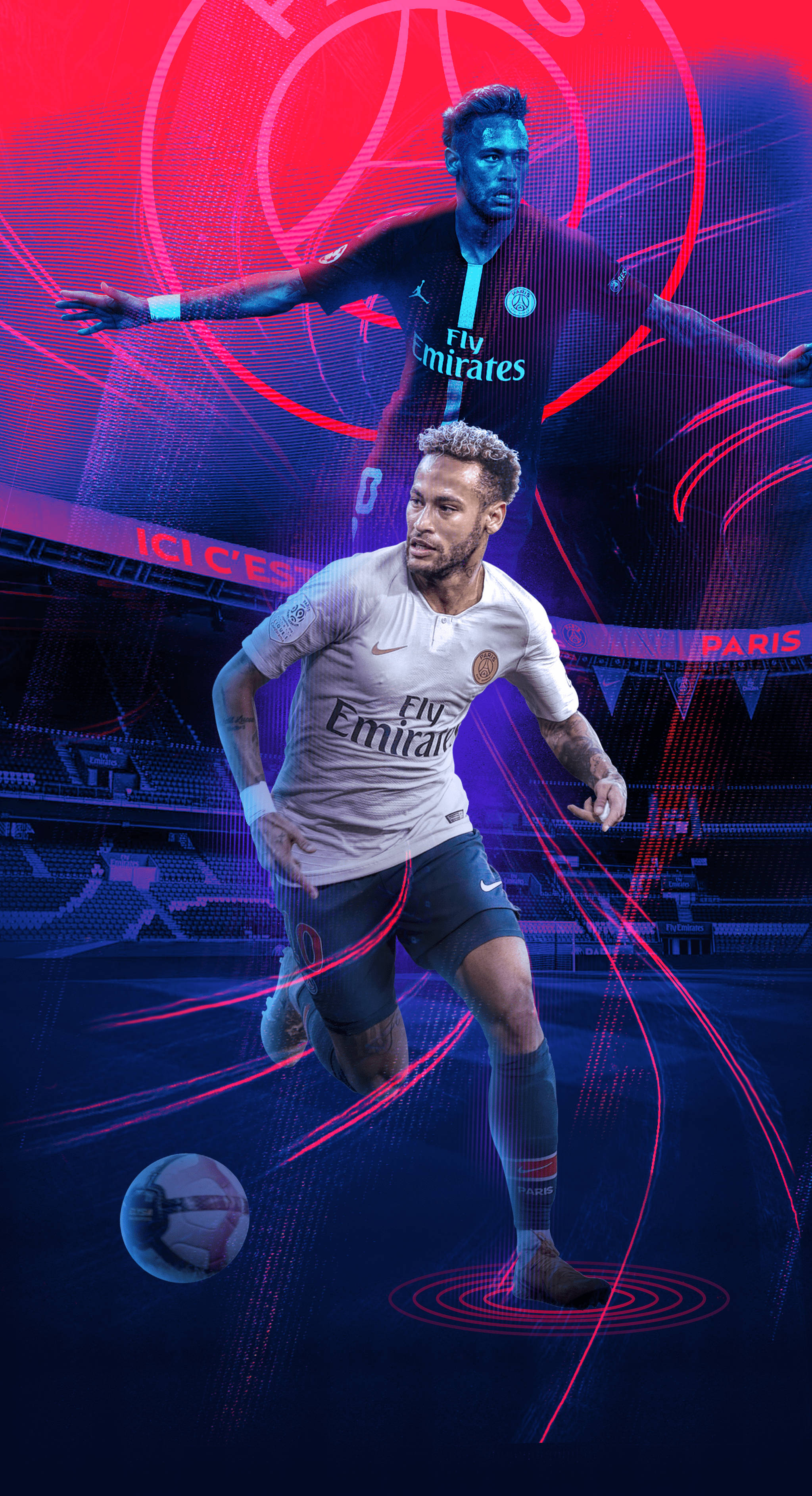 Neymar Jr Cool Roșu și Violet Fundal