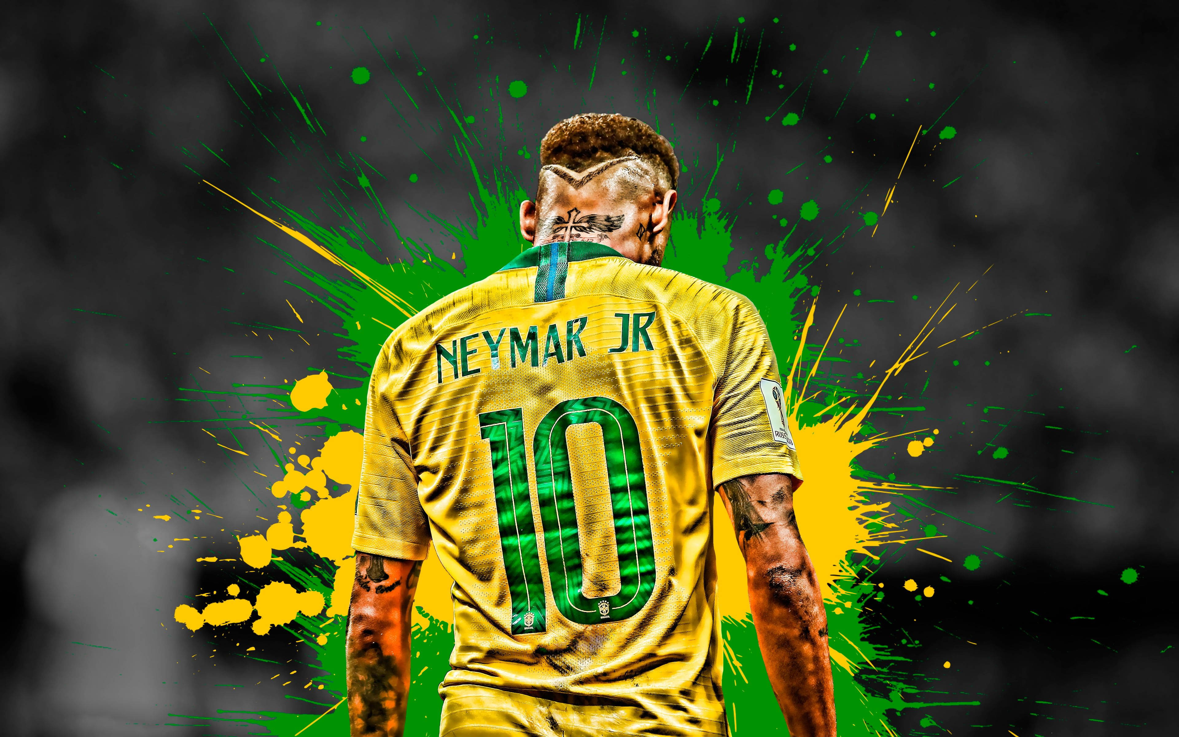 Neymar Jr Cool Stropire Verde și Galbenă Fundal