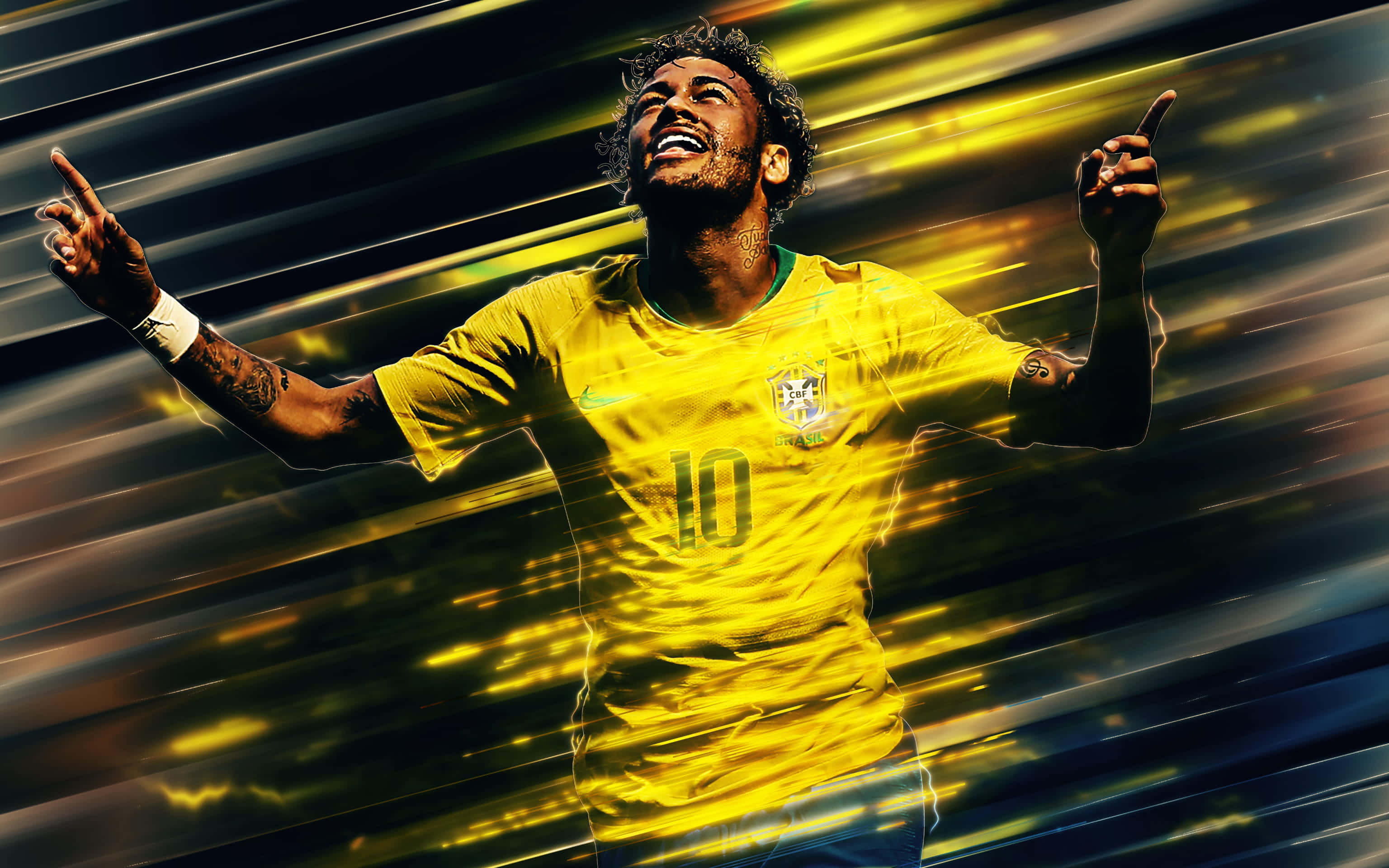Neymar Jr. demonstrându-și incredibila atletism pe terenul de fotbal Fundal