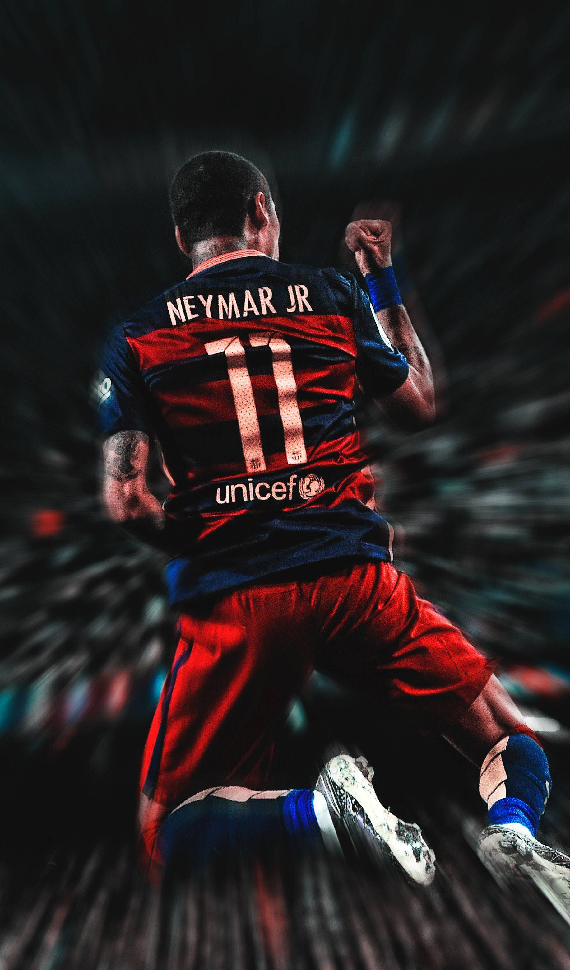 Neymar Jr în Salt în Mijlocul Acțiunii Fundal