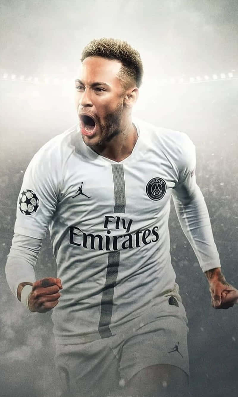 Neymar sărbătorește după ce marchează un gol Fundal