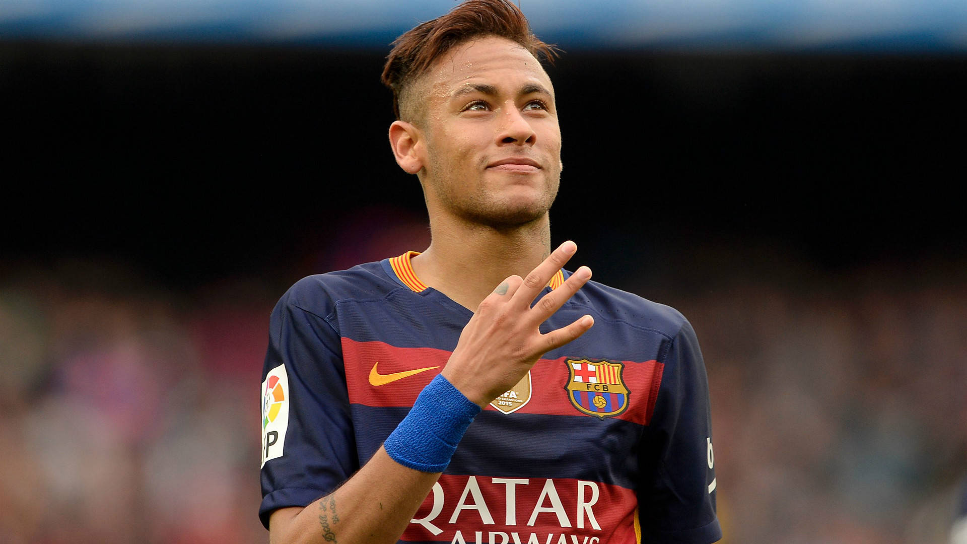 Neymar Sărbătorind un Gol la FC Barcelona Fundal