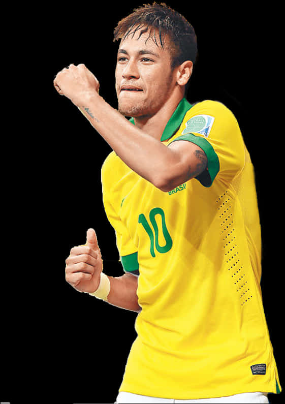 Neymar sărbătorind victoria în tricou Brazilia Fundal