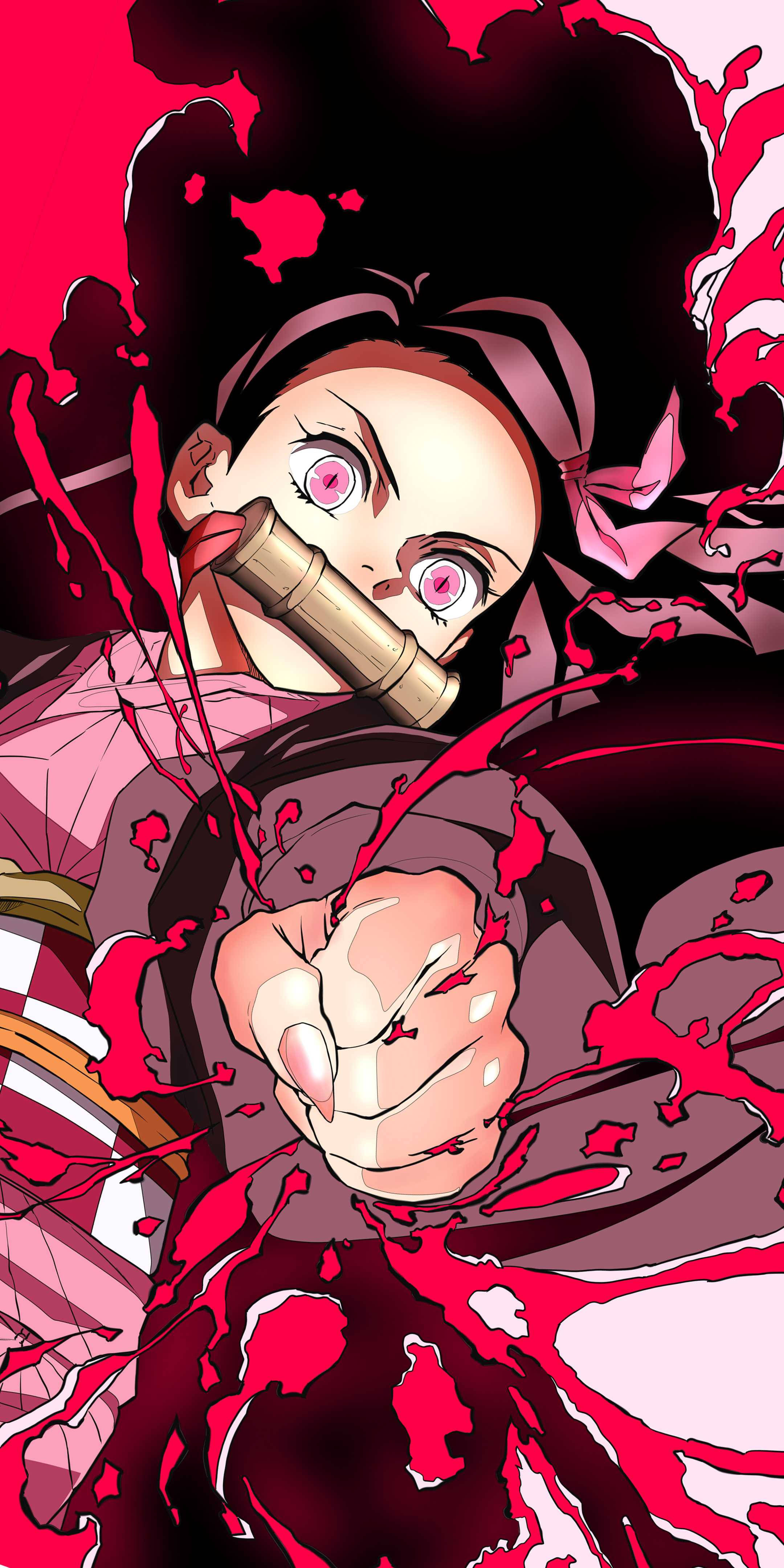 Nezuko Demon Slayer Sânge iPhone Fundal