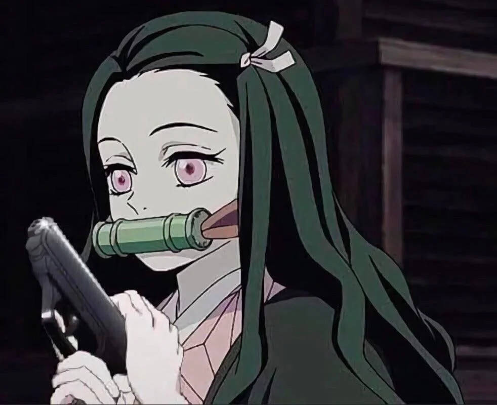 Nezuko Vânătoarea de Demoni cu Pistol Fundal