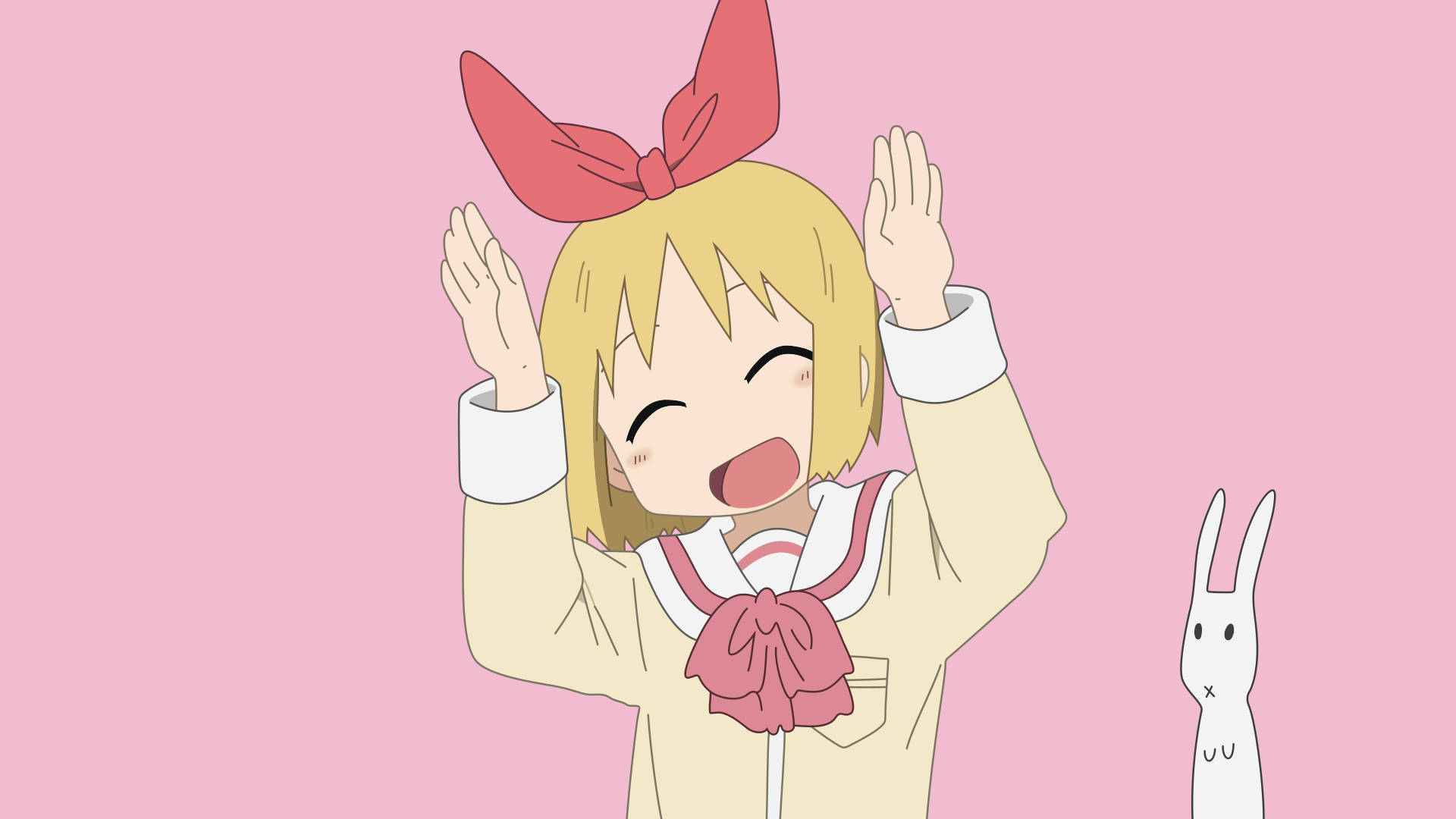 Nichijou Haruna fericită cu iepurașul Fundal
