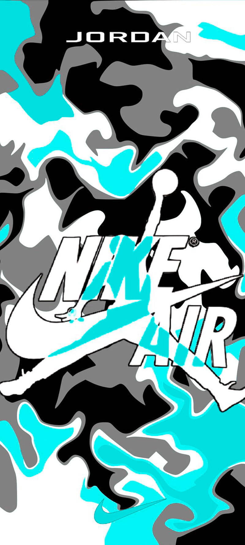 Nike Graffiti Air Turquoise Gri Negru Fundal