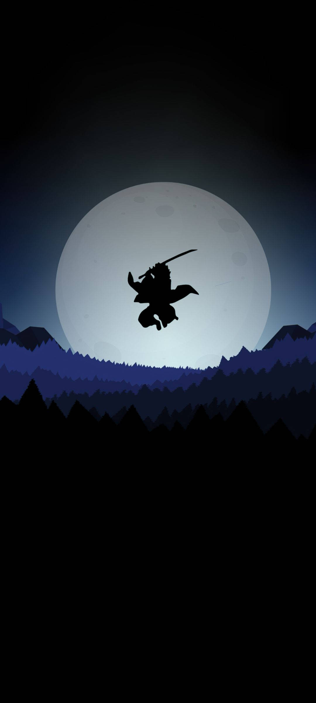 Ninja Enigmatic Sub Lumina Lunii - Imagine de Fundal Anime Cool pentru Telefon Fundal
