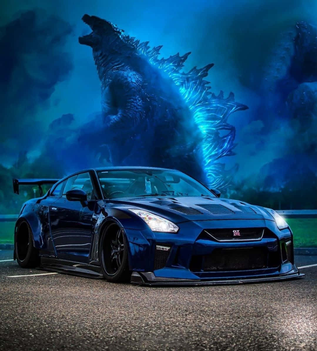 Nissan R35 Gtr Albastru Godzilla Imagine Fundal