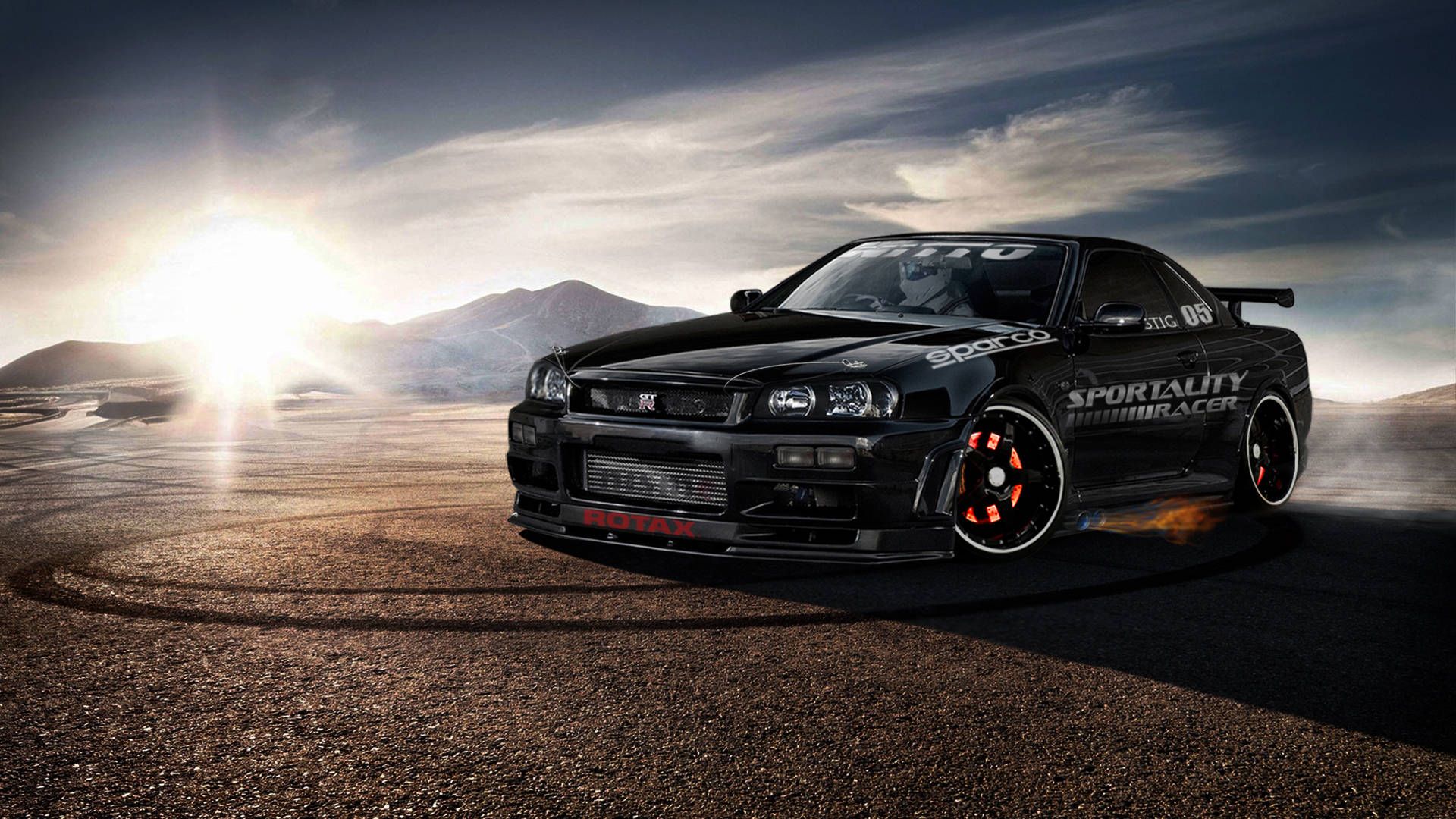 Nissan Skyline Gtr R34 Masina de Drift Fundal