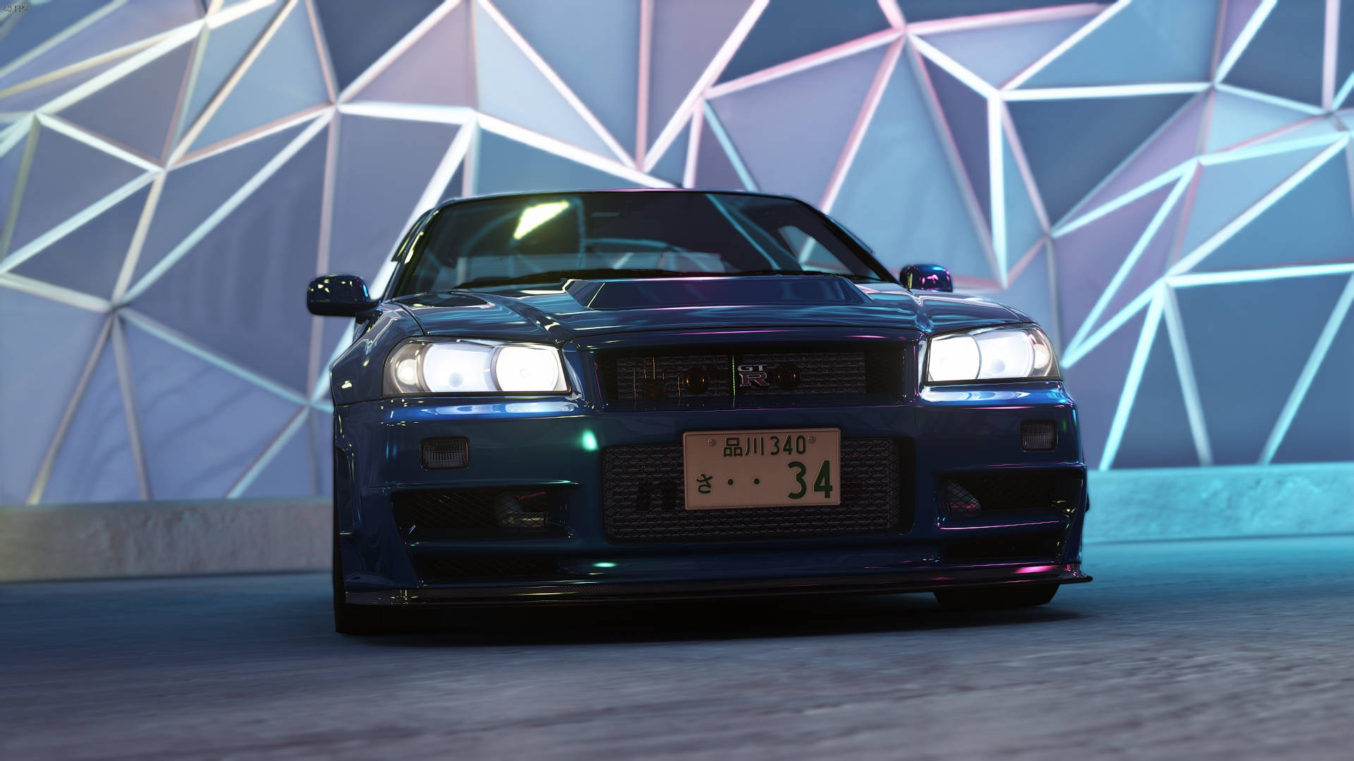 Nissan Skyline Gtr R34 Fundal Geometric Fundal