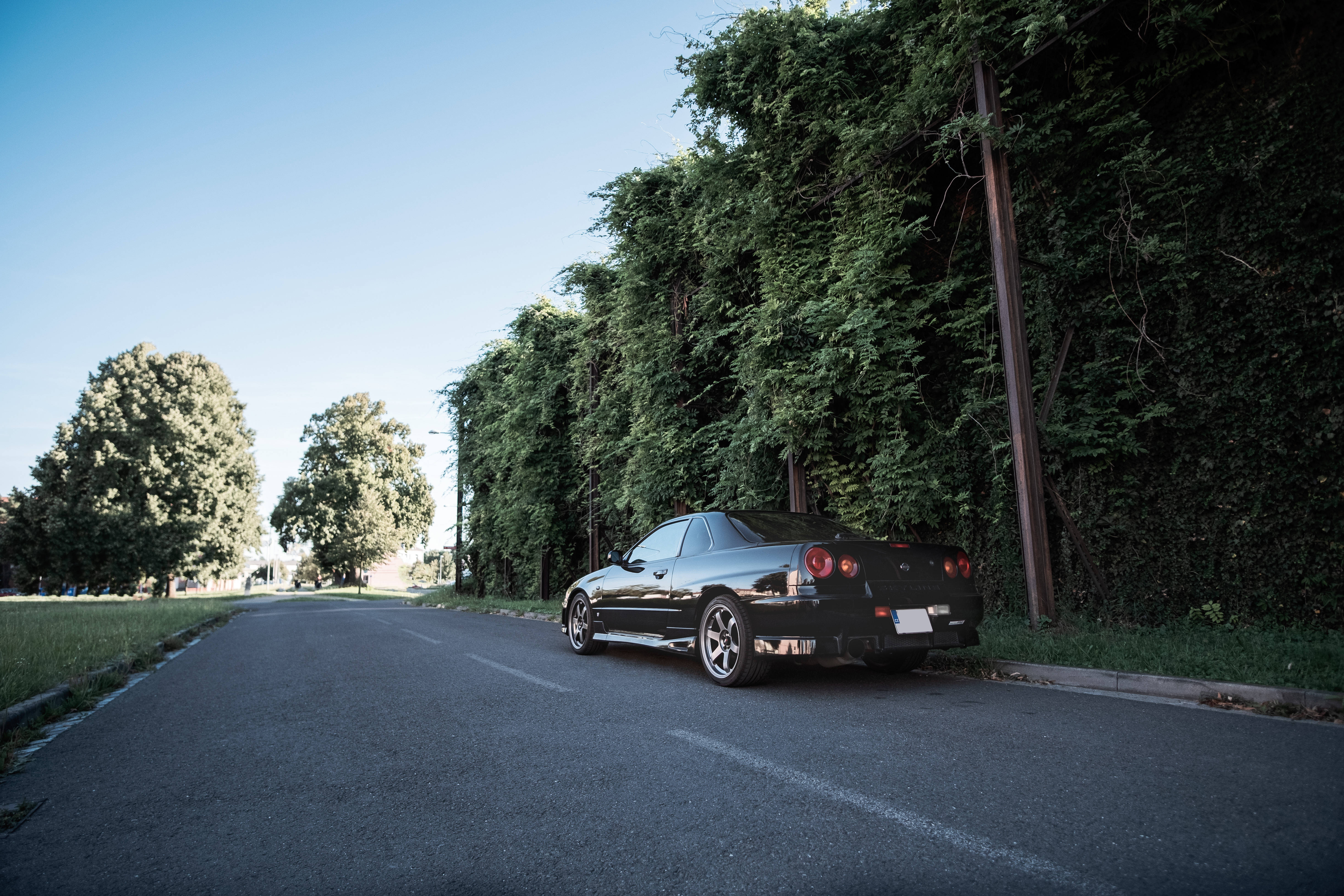 Nissan Skyline GTR R34 pe marginea drumului Fundal