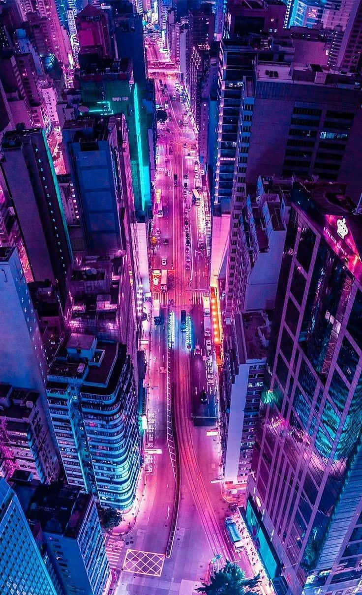 Noapte Captivantă în Orașul Neon Fundal
