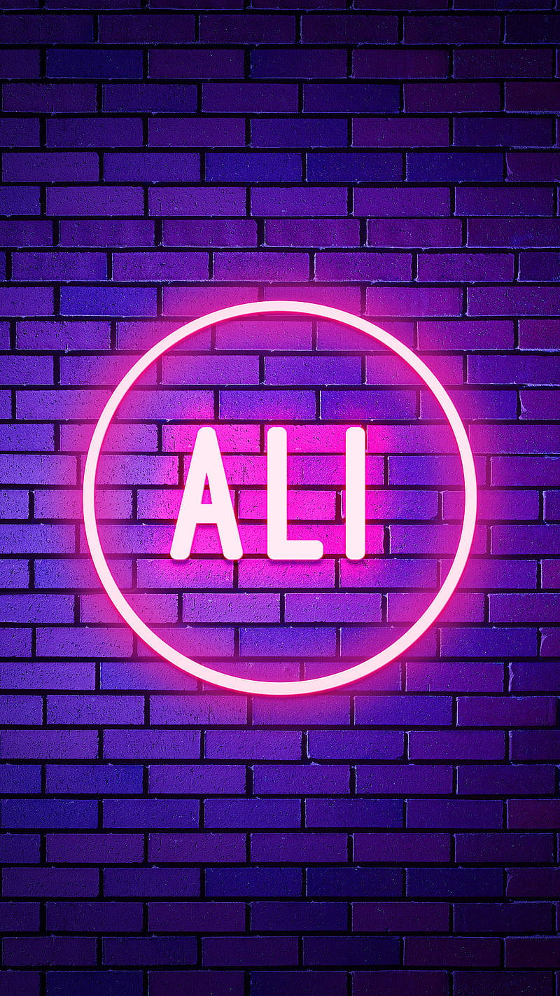 Numele Ali în neon strălucitor Fundal
