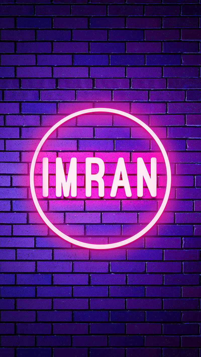 Numele Imran în neon strălucitor Fundal