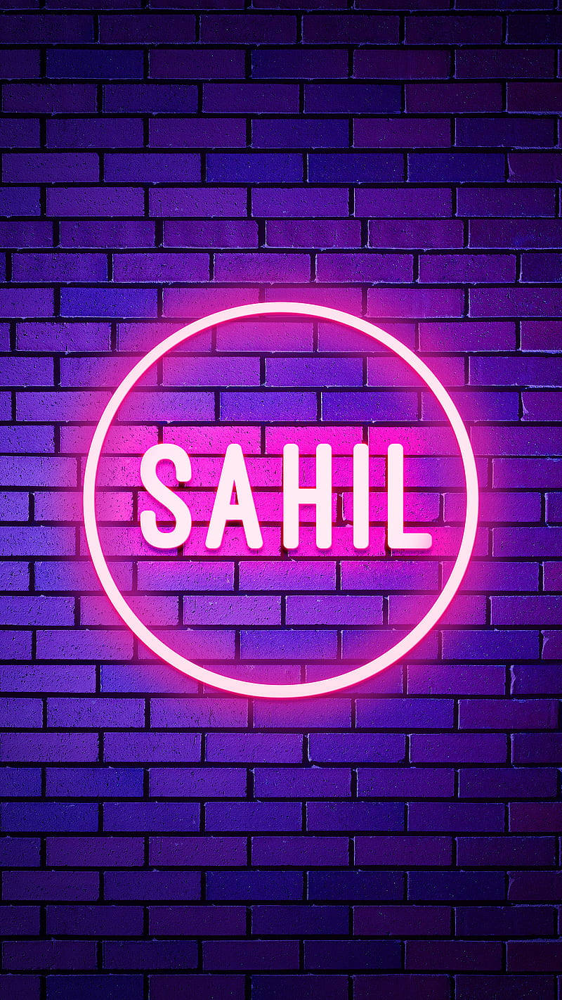 Numele Sahil în neon strălucitor Fundal