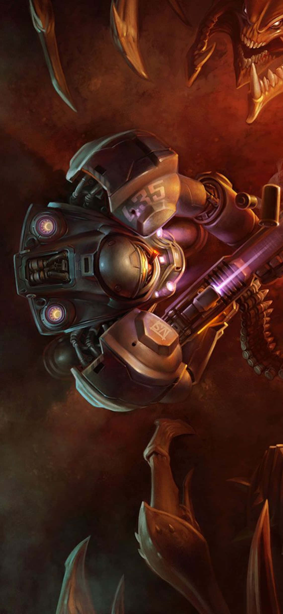 O captură din jocul aclamat Starcraft II rulând pe iPhone X Fundal
