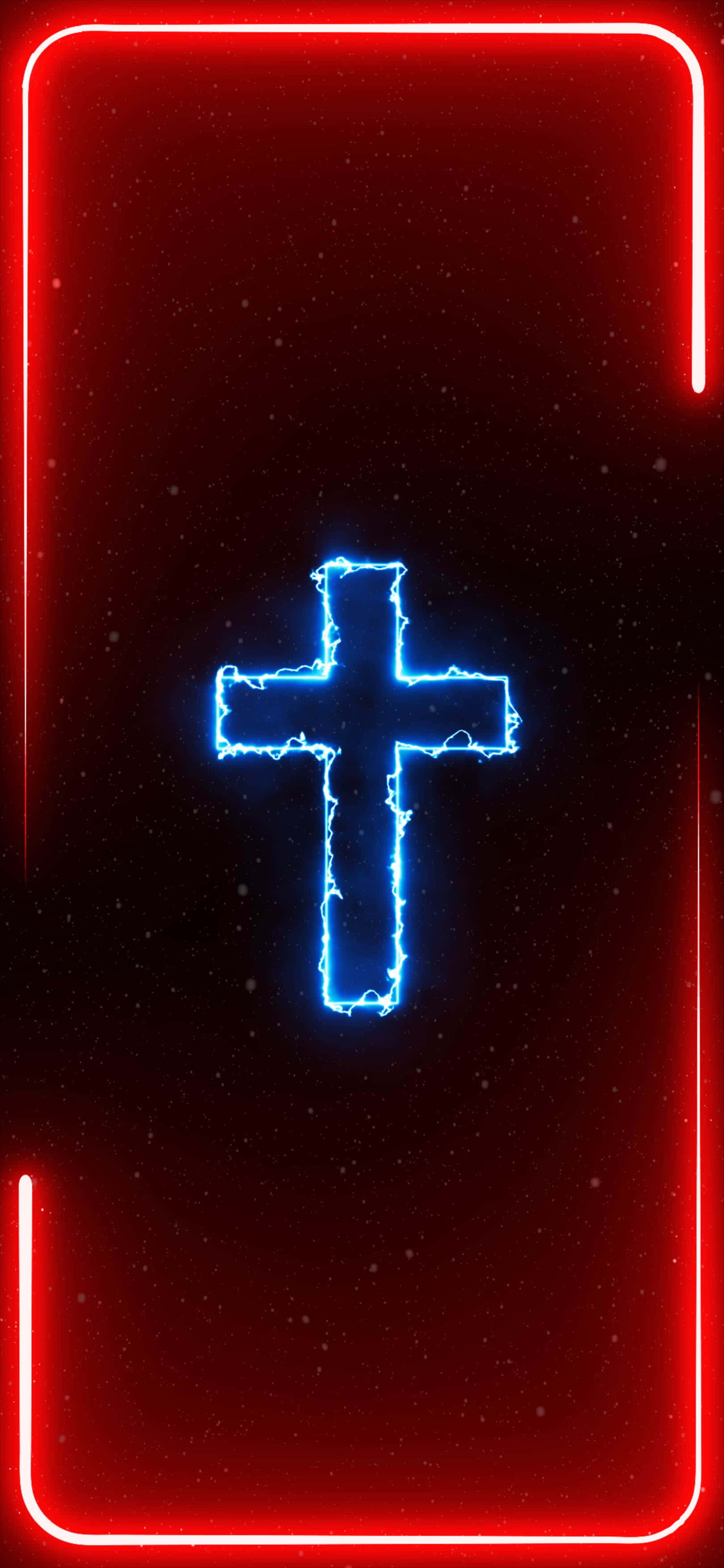 o cruce cu lumină albastră în fundal