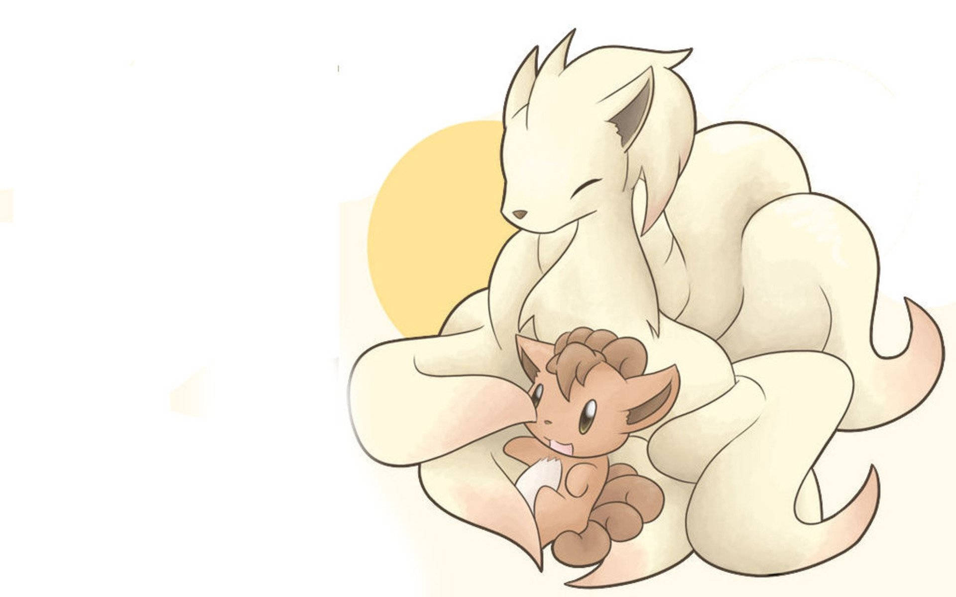 O desen simplu cu Ninetales și Vulpix Fundal