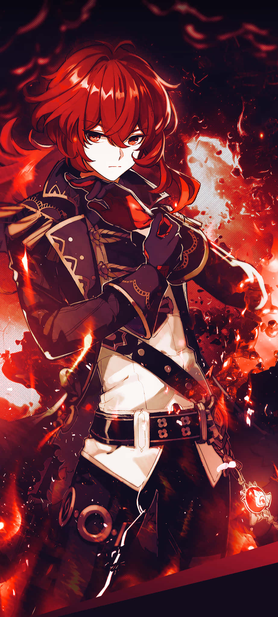 a red haired anime girl with a sword Fundal