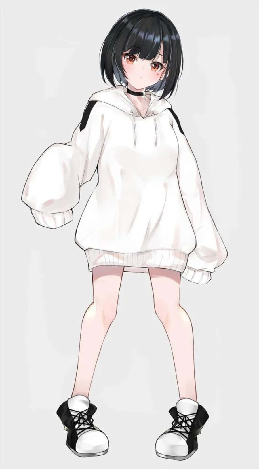 O fată anime modernă, purtând o hoodie stilată! Fundal