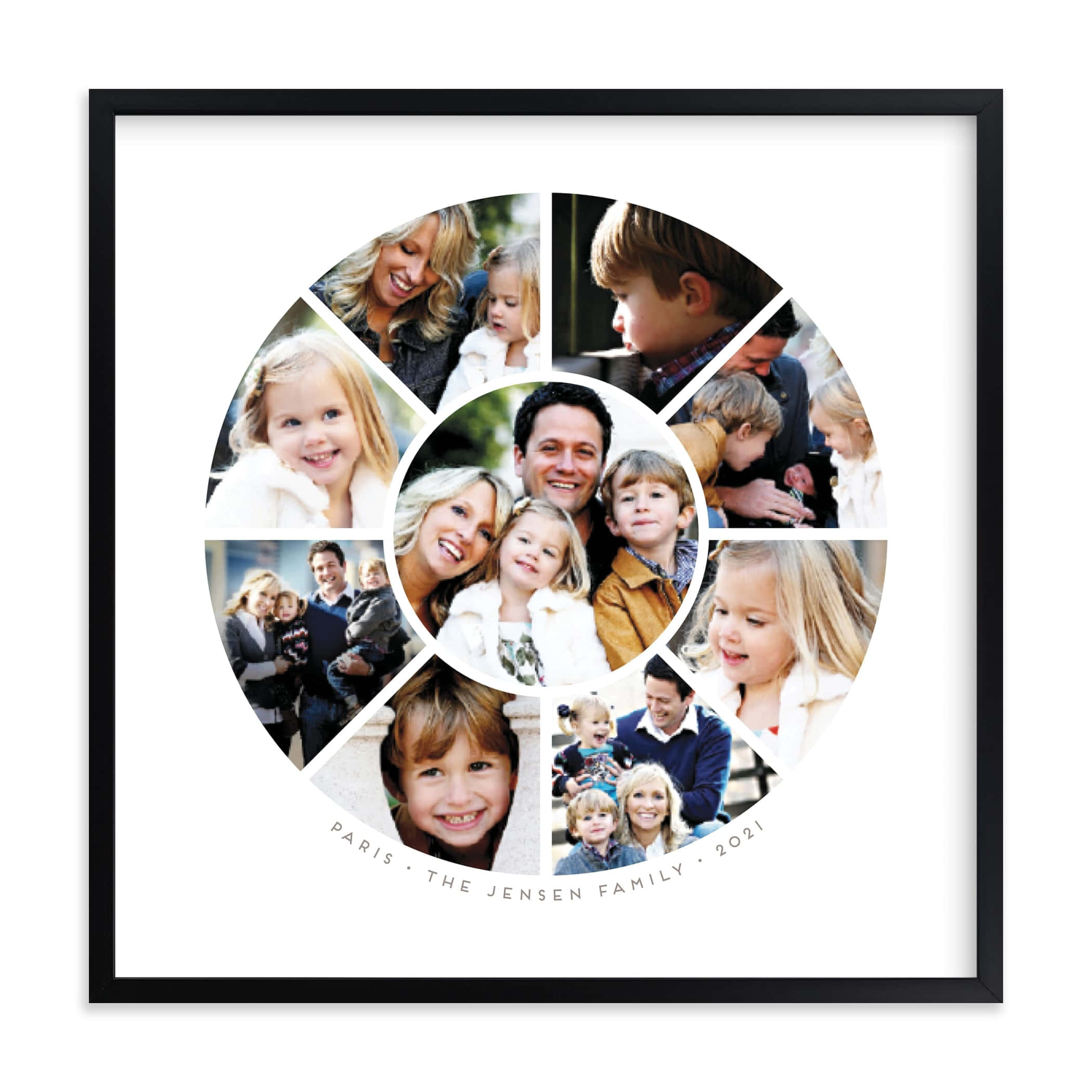o fotografie cu o familie într-un cadru circular Fundal