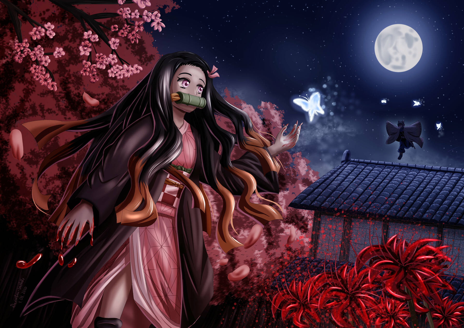 O frumoasă imagine Nezuko 4K din Demon Slayer Fundal