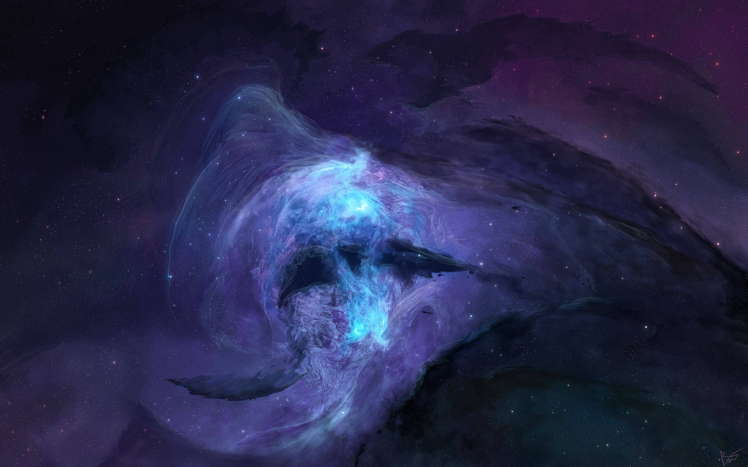 O galaxie albastră strălucitoare în spațiul cosmic Fundal