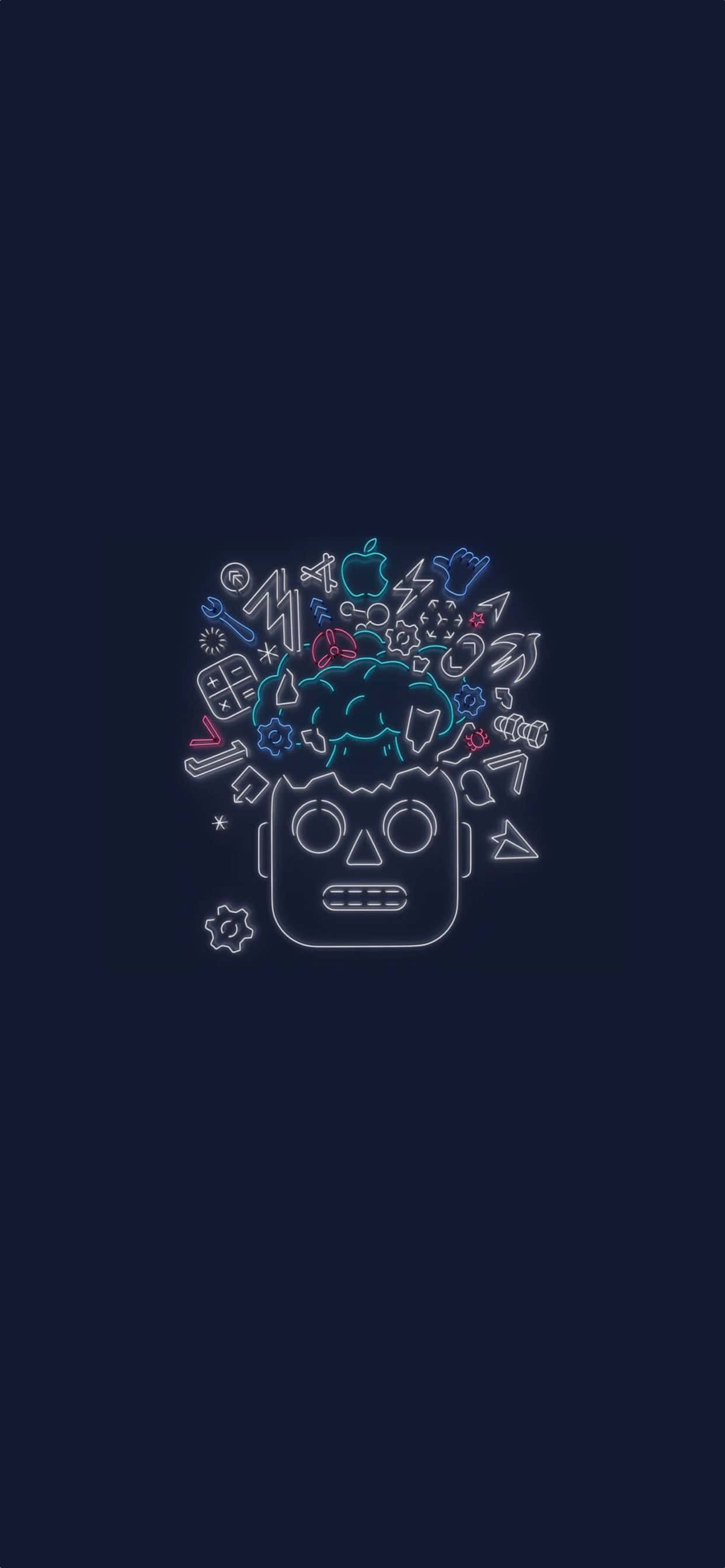 o imagine a unui logo Apple cu o grămadă de obiecte diferite Fundal