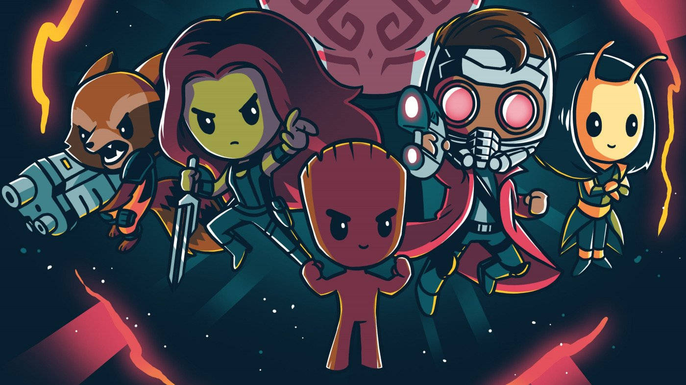 O imagine drăguță 4K cu fan art Gardienii Galaxiei Fundal