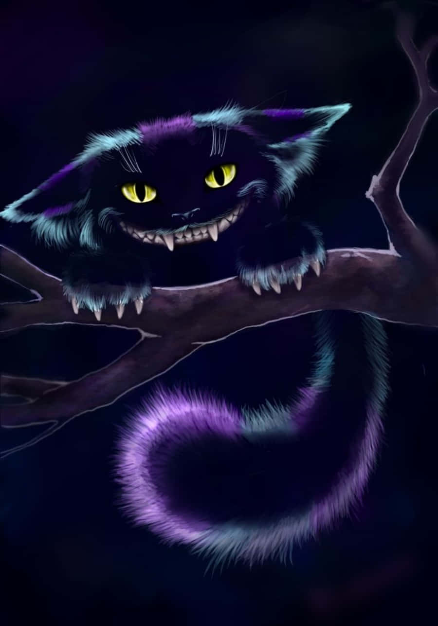 O imagine suprarealistă a emblematicii Pisici Cheshire! Fundal