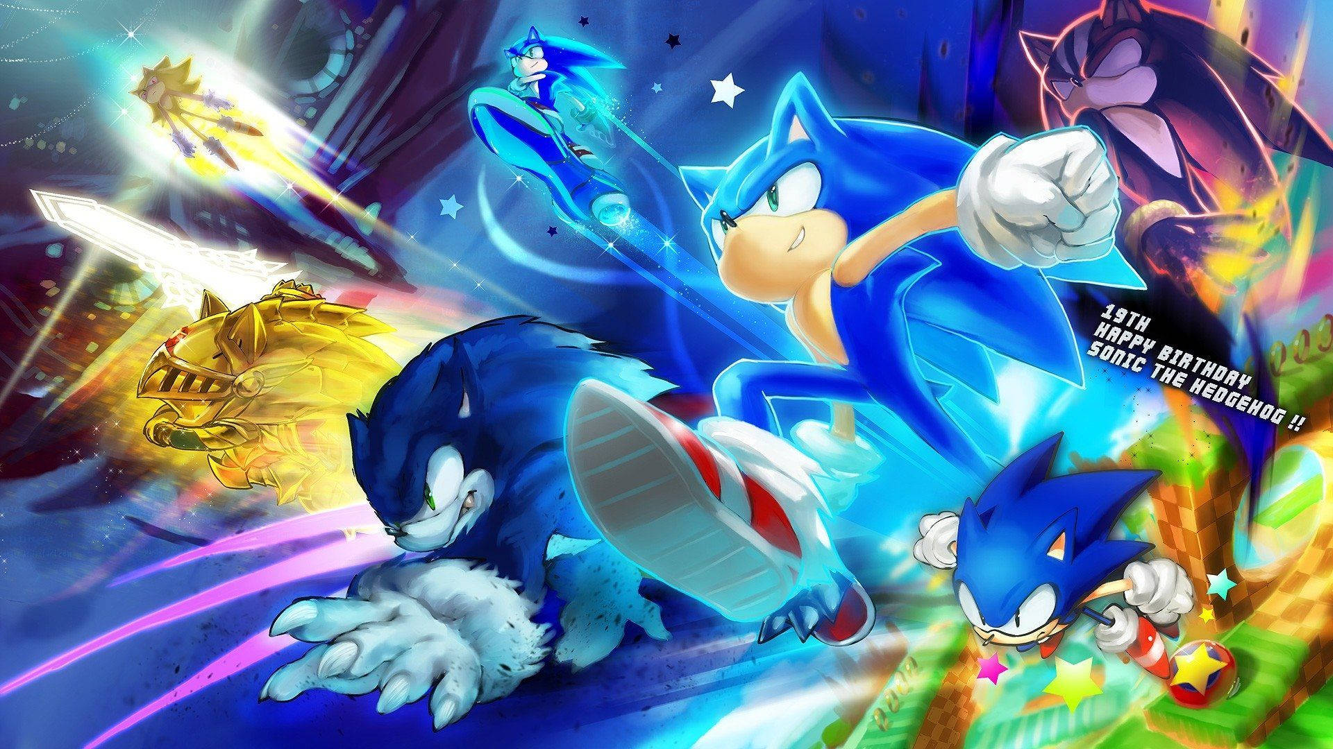 O înfățișare puternică și iconică a lui Sonic the Hedgehog Fundal