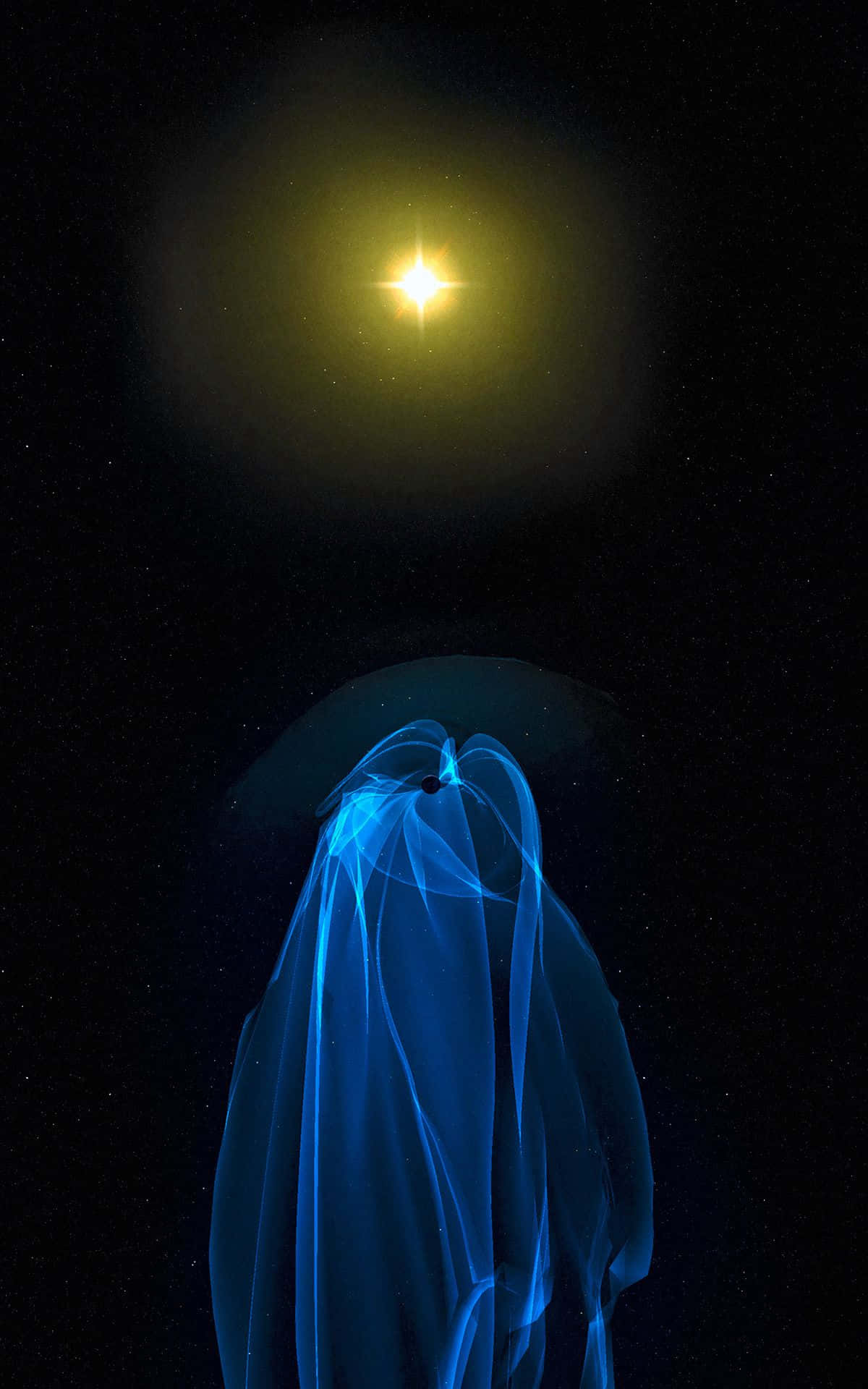 o lumina albastra straluceste pe cer Fundal