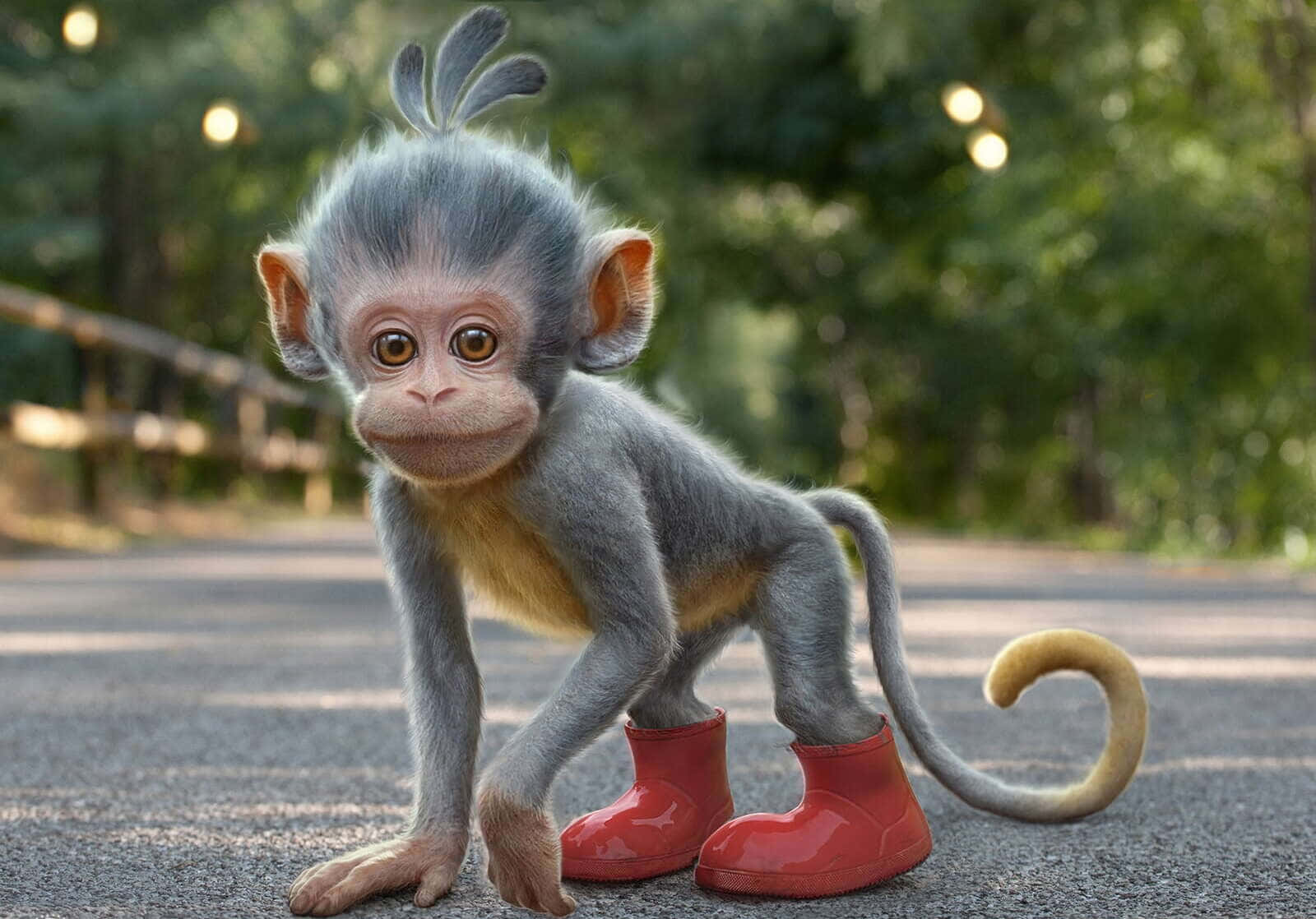 O maimuță drăguță care se bucură de o banană Fundal