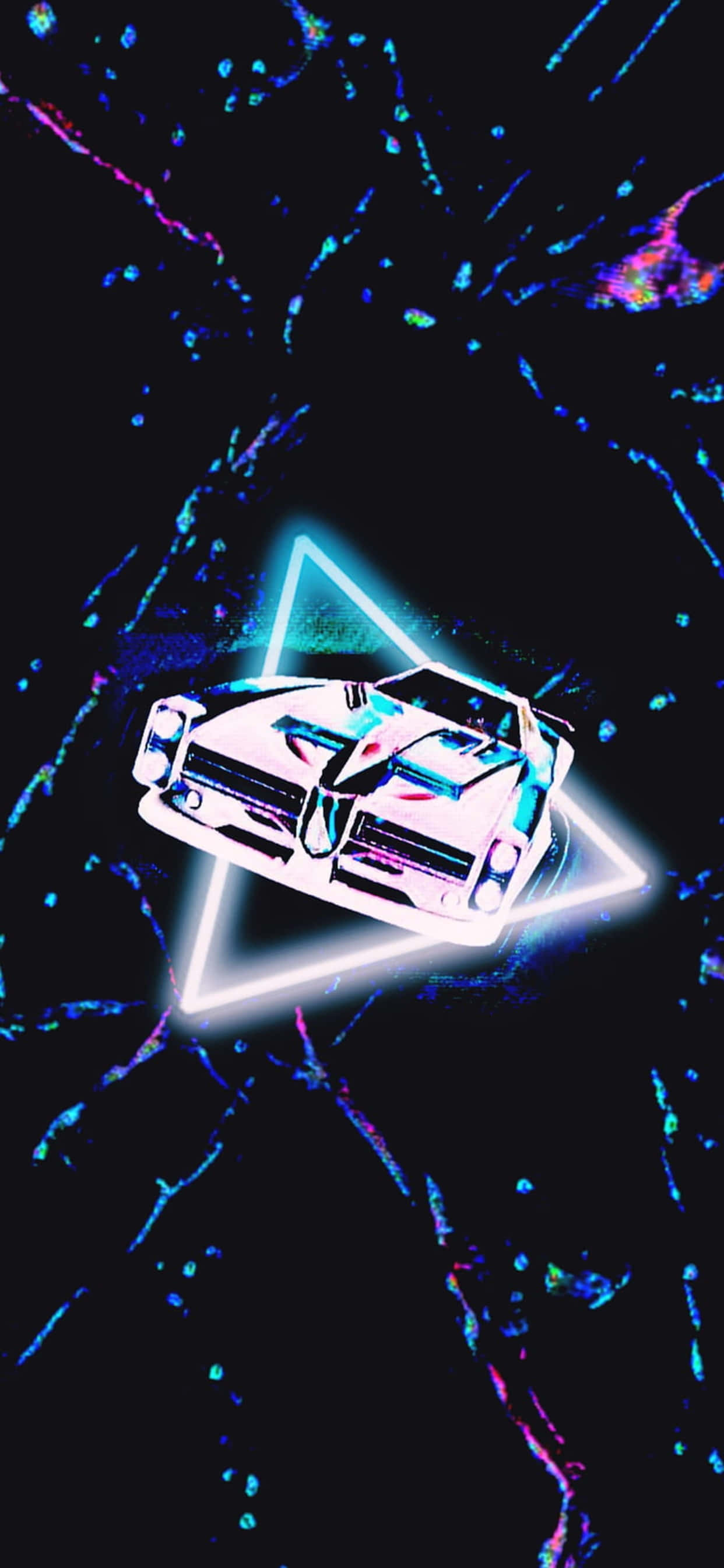 o mașină neon pe un fundal negru Fundal