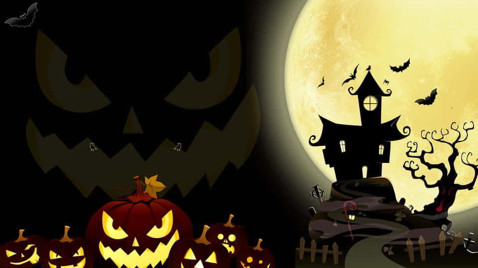 O mică vrăjitoare drăguță și pisica ei neagră prietenoasă se pregătesc pentru o noapte clasică de Halloween! Fundal