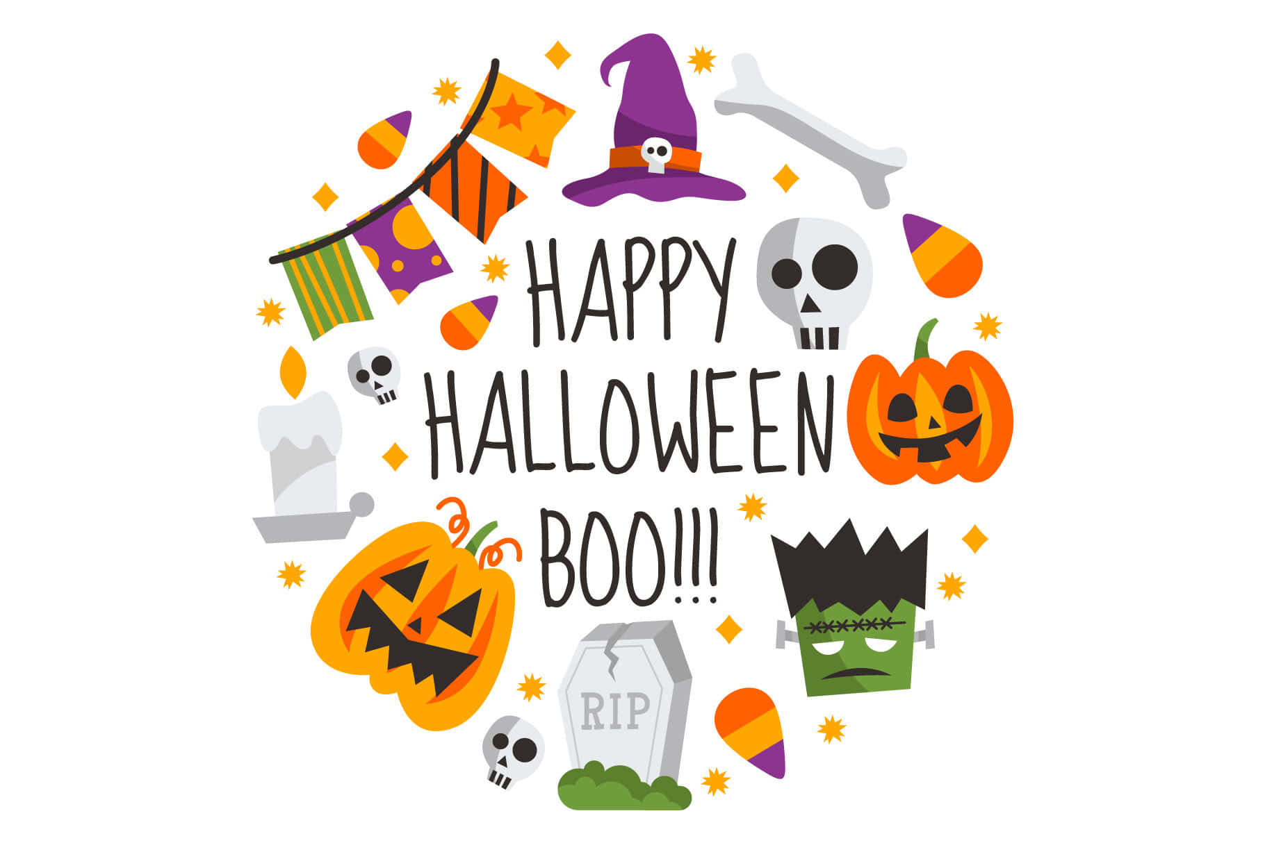 O noapte de Halloween plină de distracție în stil cartoon! Fundal