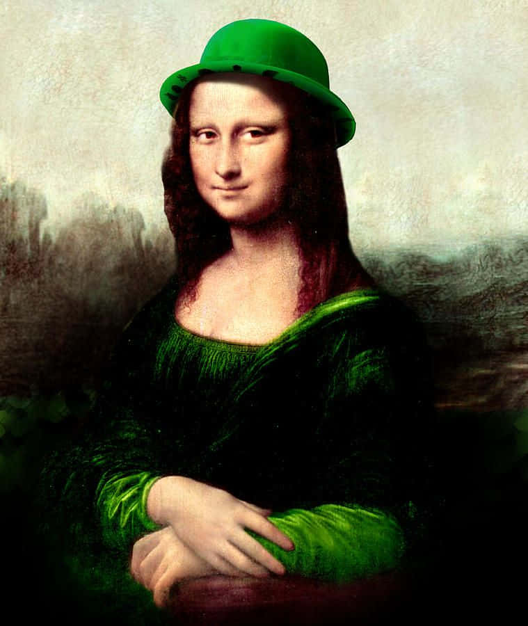 o pictură a unei femei purtând o pălărie verde Fundal