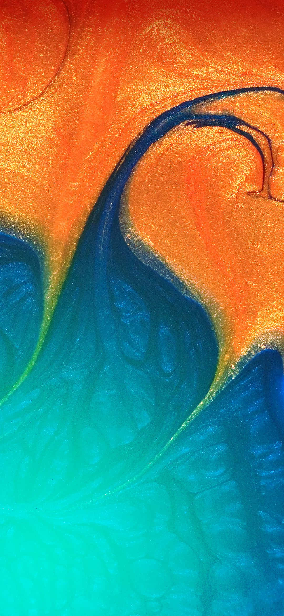 o pictură abstractă colorată pe un fundal albastru și portocaliu Fundal