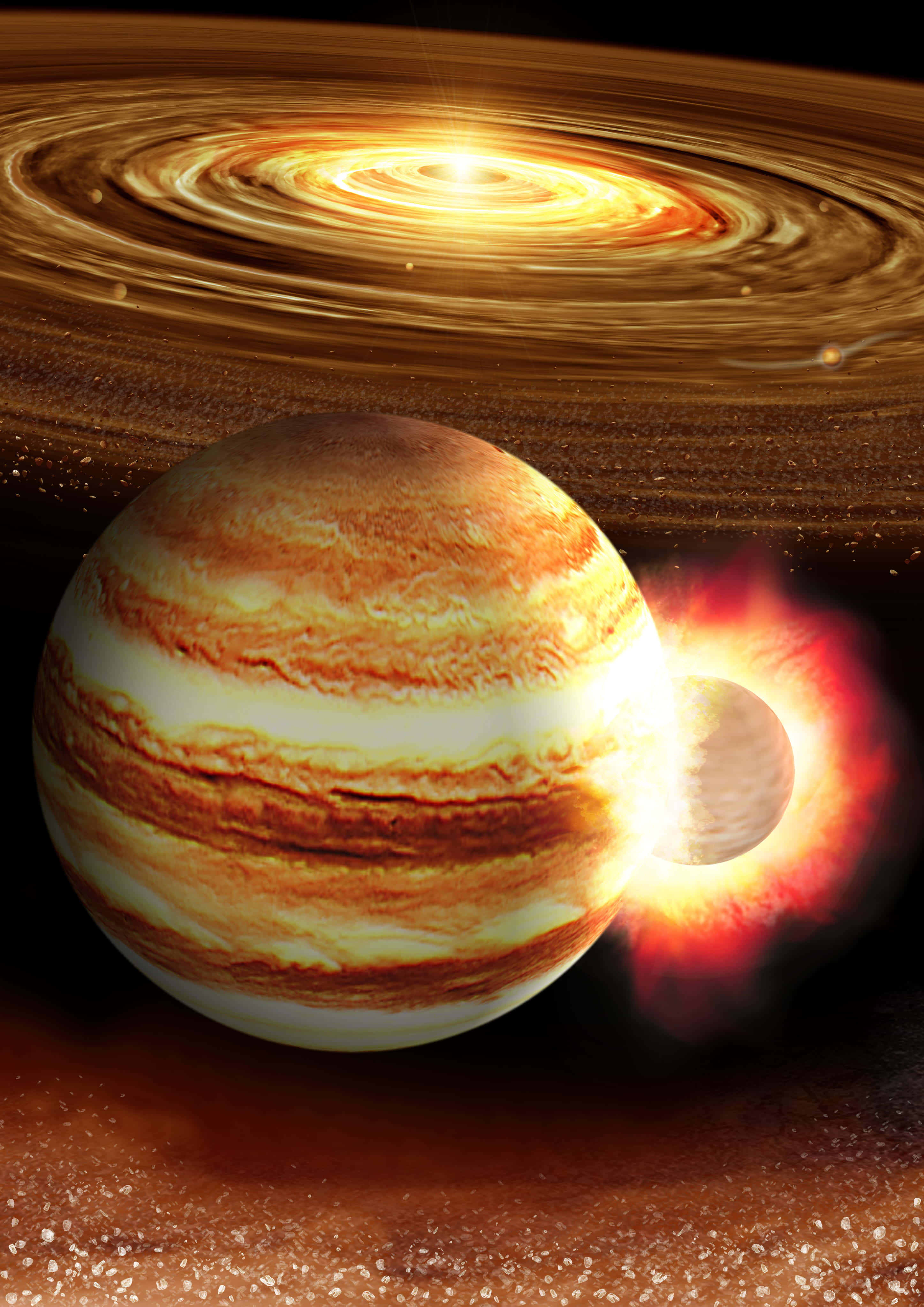 o planetă lovită de un meteorit Fundal