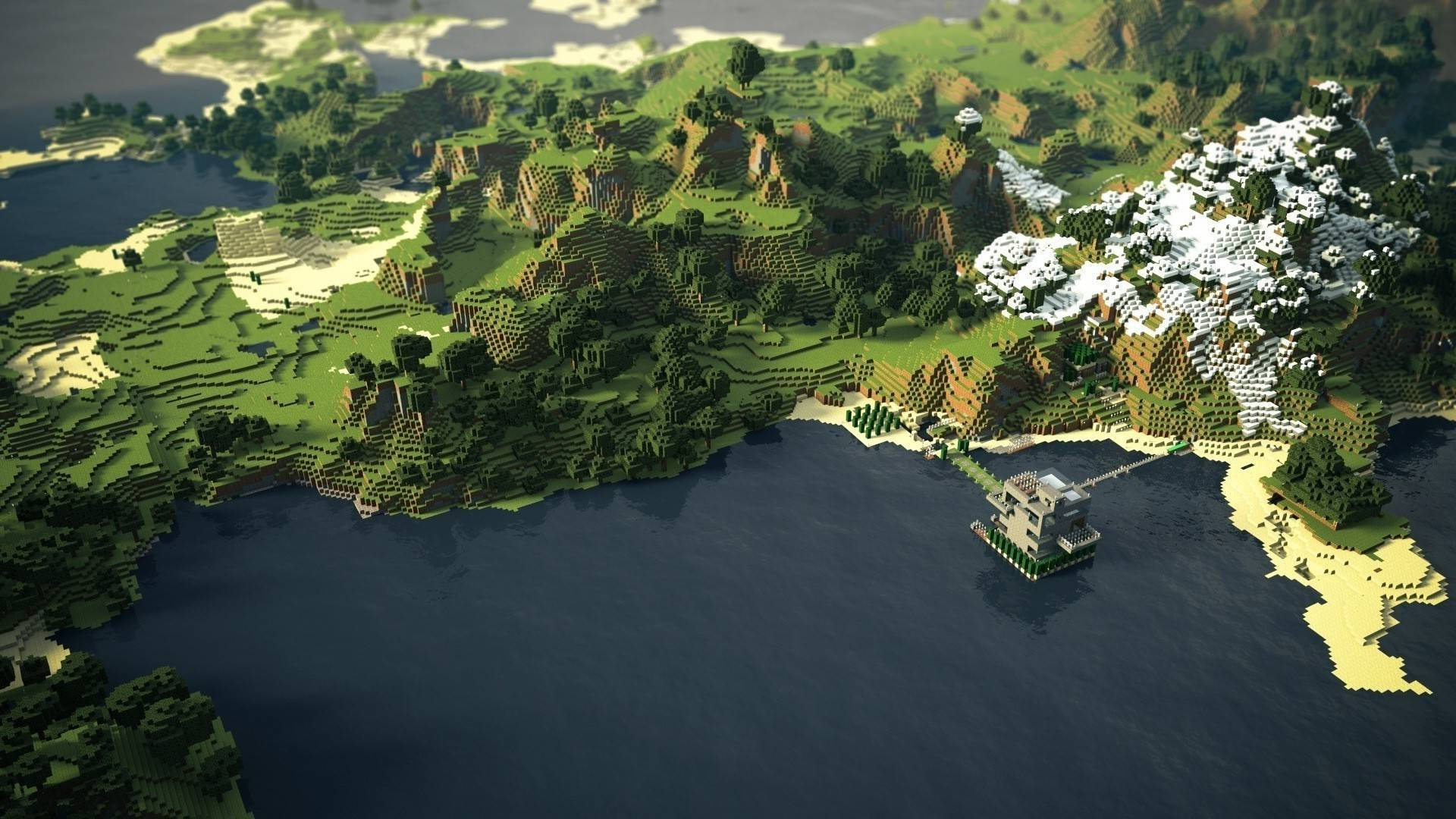 O priveliște a unui biom forestier în Minecraft Fundal