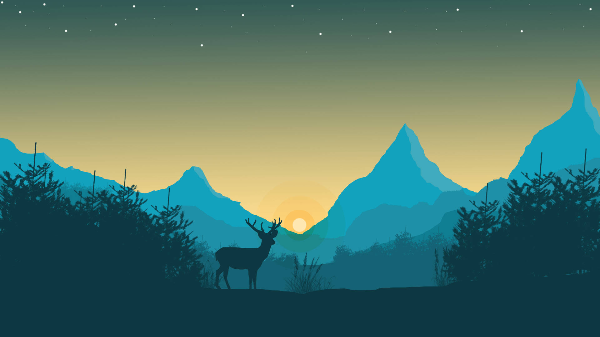 O Priveliște Majestuoasă a unui Peisaj Minimalist Fundal