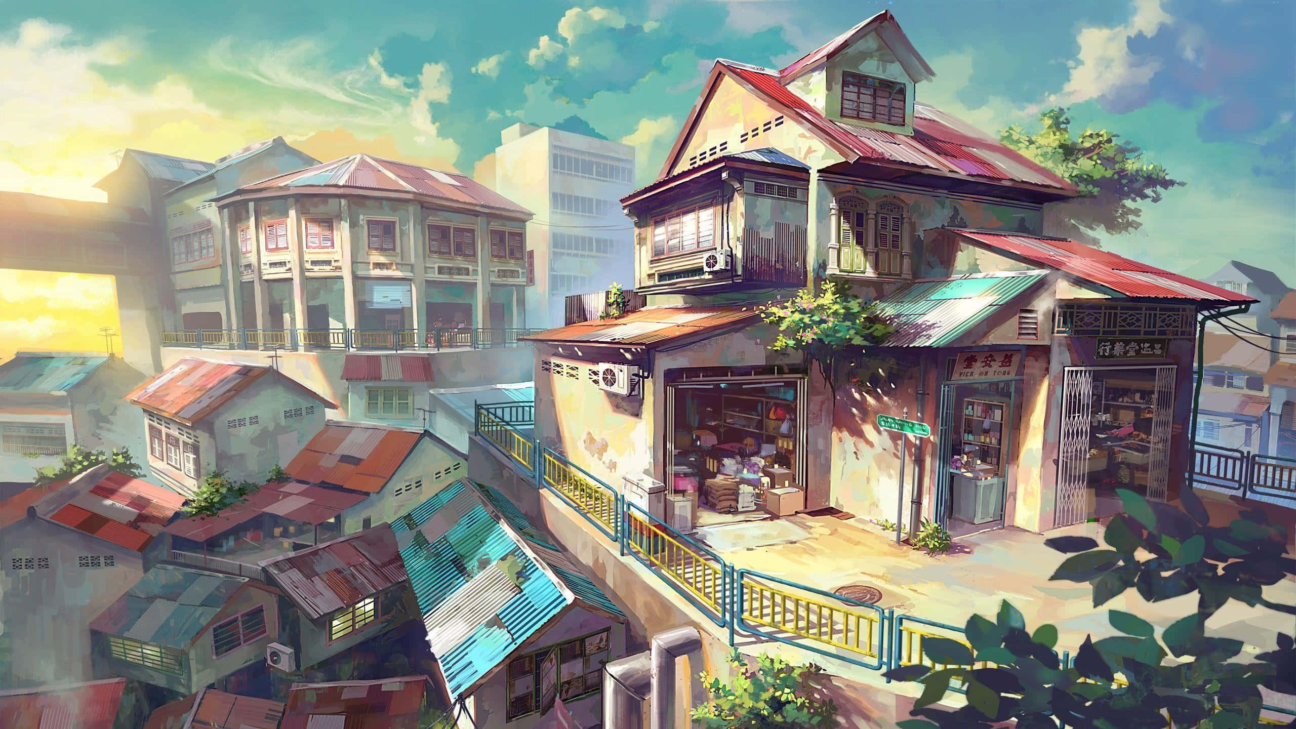 O vedere liniștită din Anime Landscape Fundal
