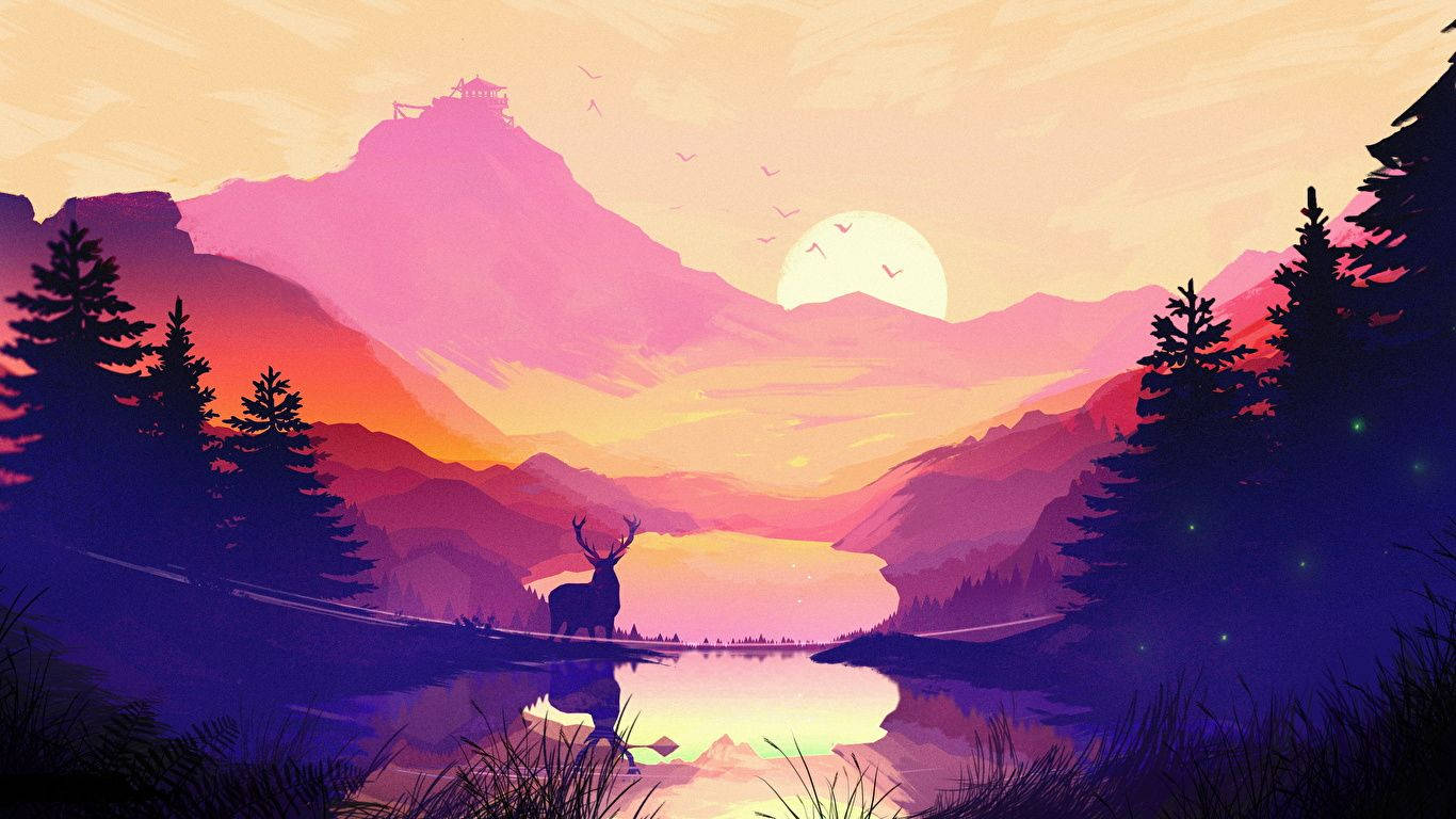 O vedere senină și majestuoasă a unui cerb în sălbăticie Fundal