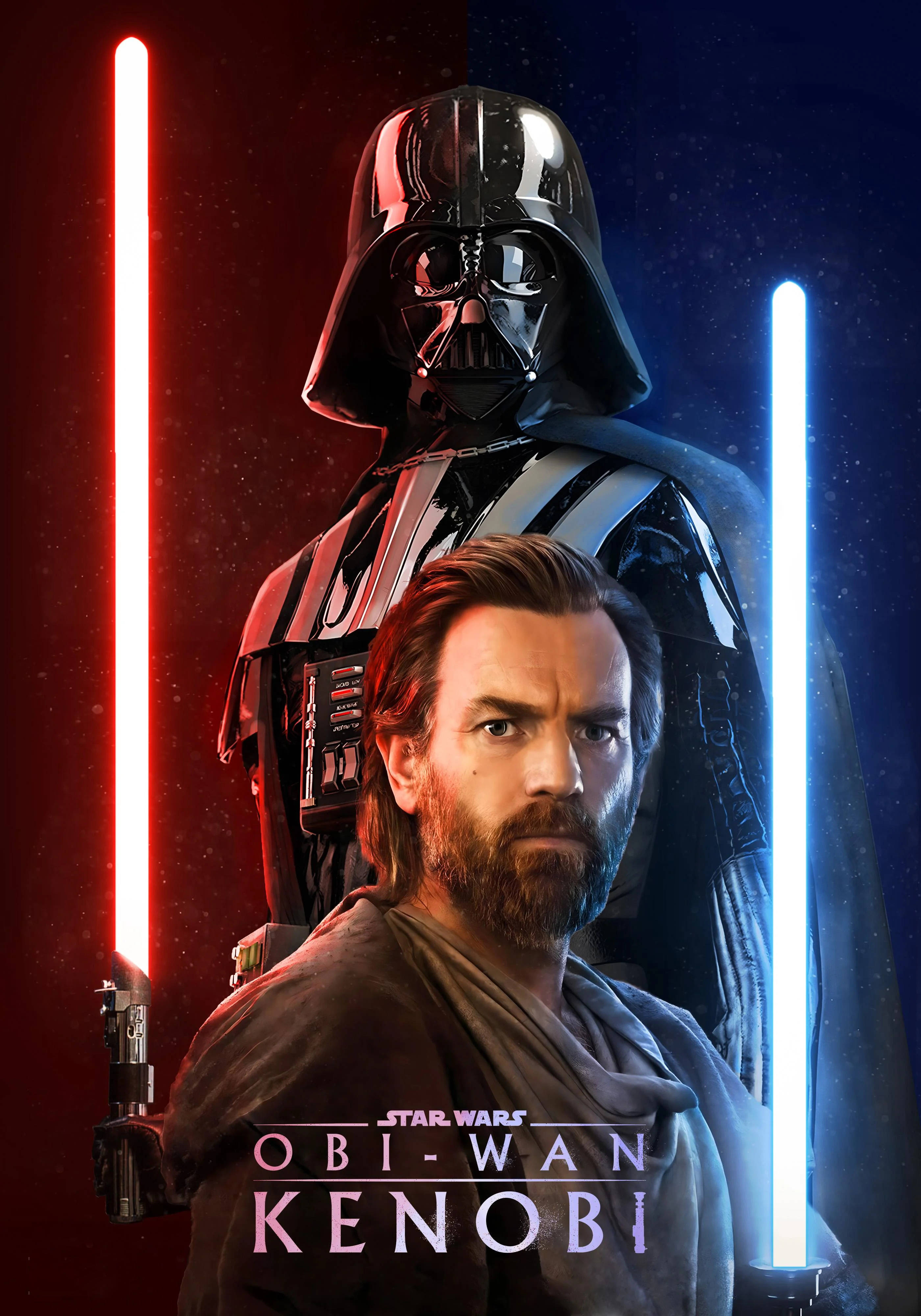 Obi Wan Kenobi Roșu și Albastru Fundal