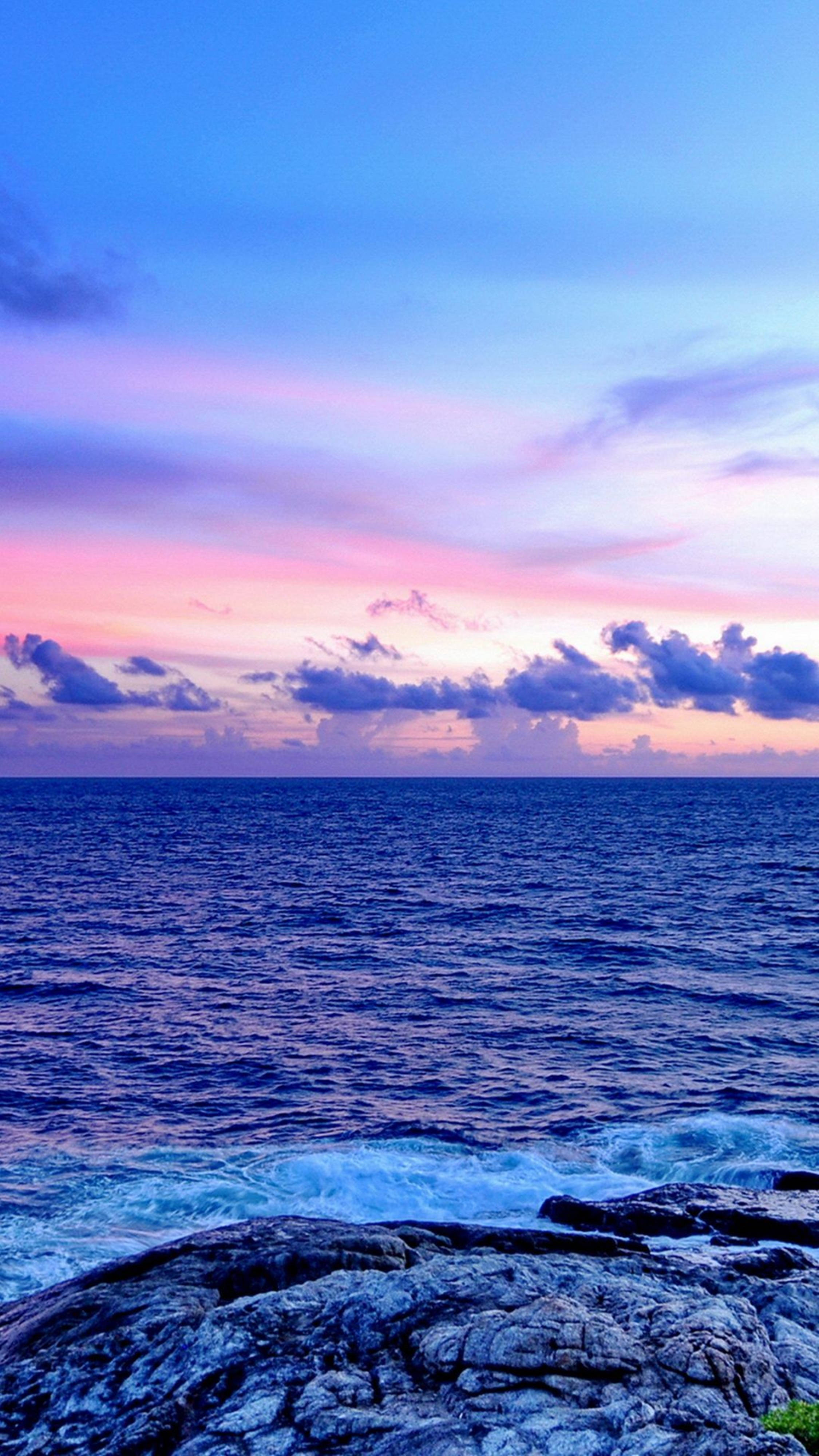 Ocean albastru pastel 4K pentru mobil Fundal