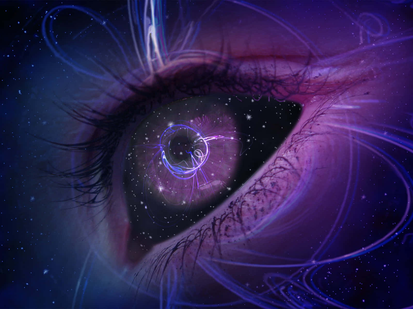Ochi cu Noapte Înstelată Neon Violet Imagine Fundal