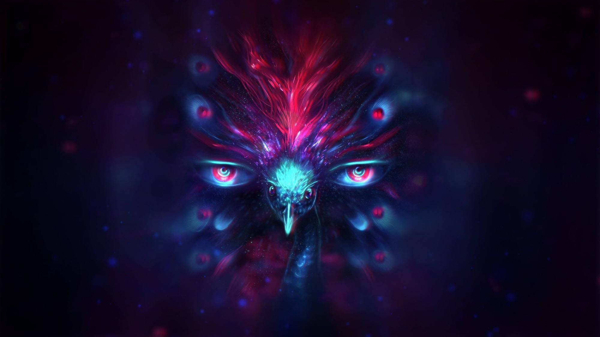 Ochi de pasăre în stil trippy și întunecat Fundal